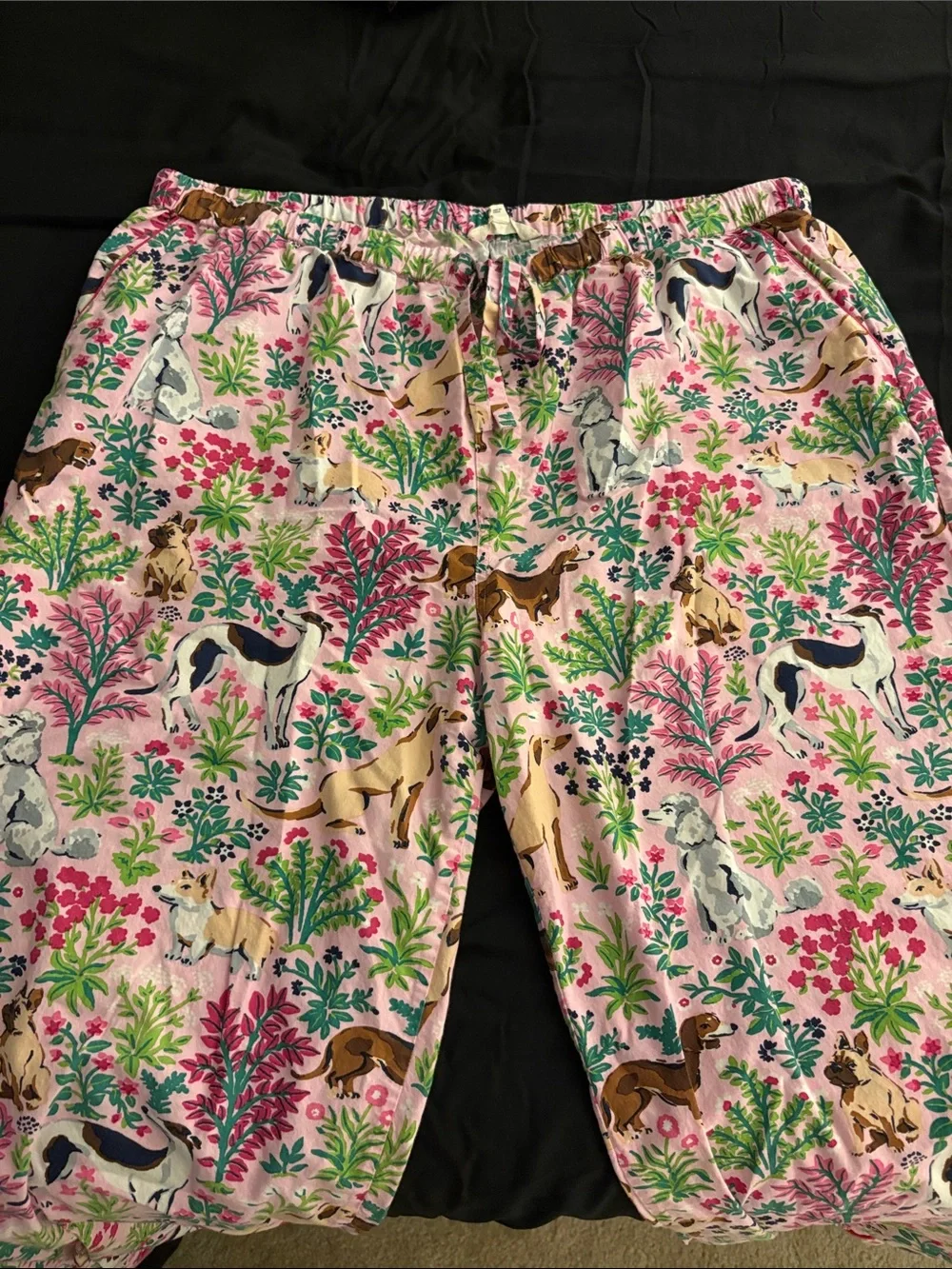Printfresh Pink Multicolor Dog Print Short Sleeve Button Top and Long Bottoms